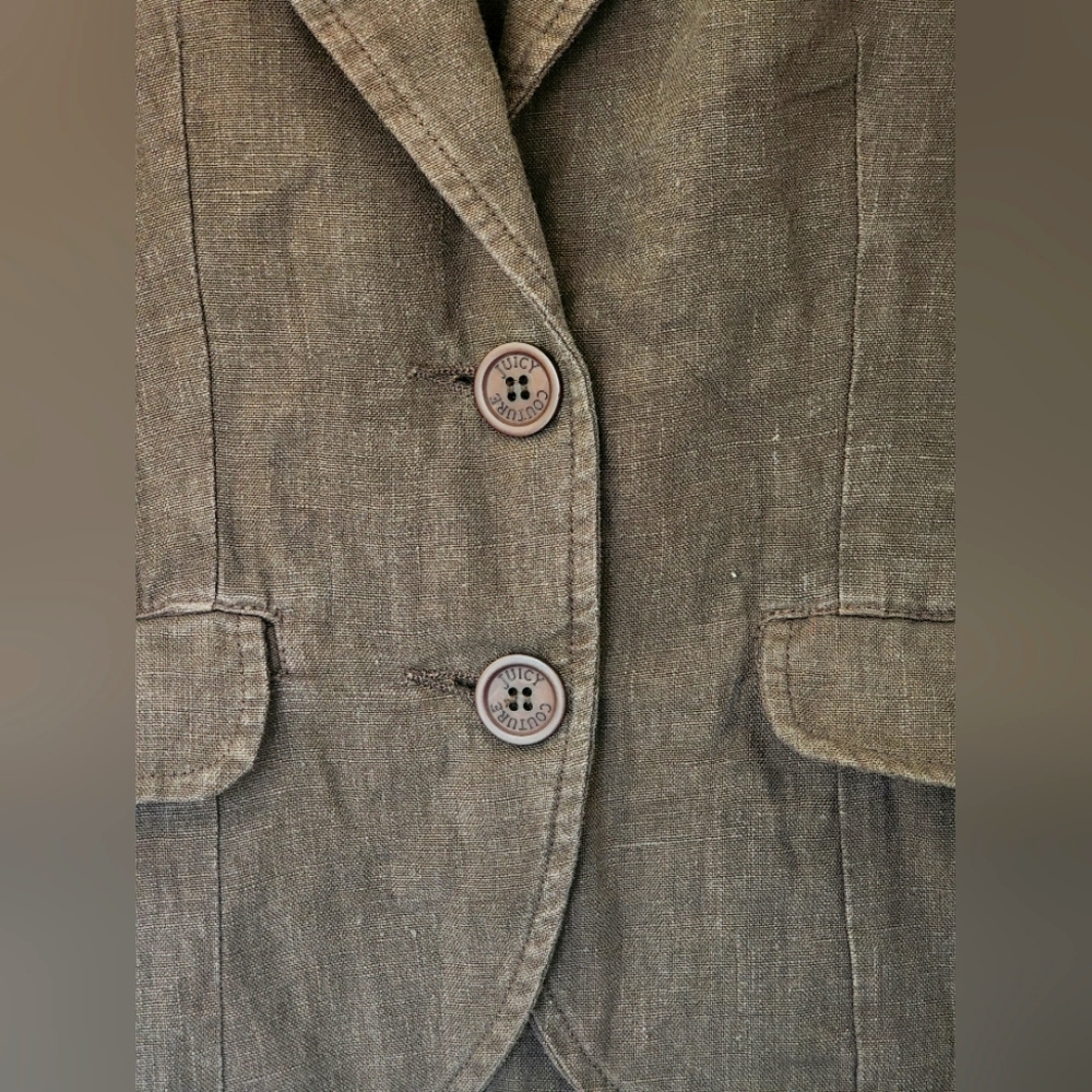 vintage JUICY COUTURE brown linen blazer jacket, size 8 - Picture 2 of 7